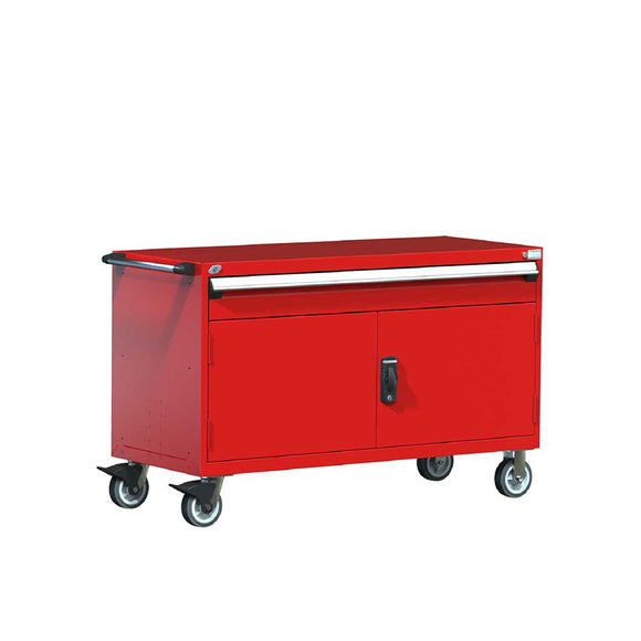 60" Mobile 1-Drawer Door HDR Steel Cabinet on Casters HDC-R5BKE-3014