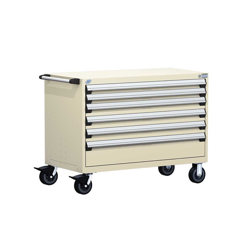 60" Mobile 6-Drawer HDR Steel Cabinet on 6" Casters HDC-R5BKE-3001