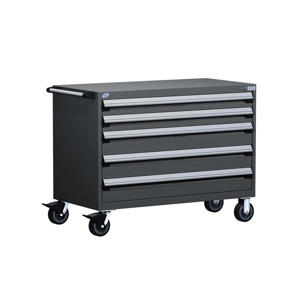60" Mobile 5-Drawer HDR Steel Cabinet on 6" Casters HDC-R5BKE-3009