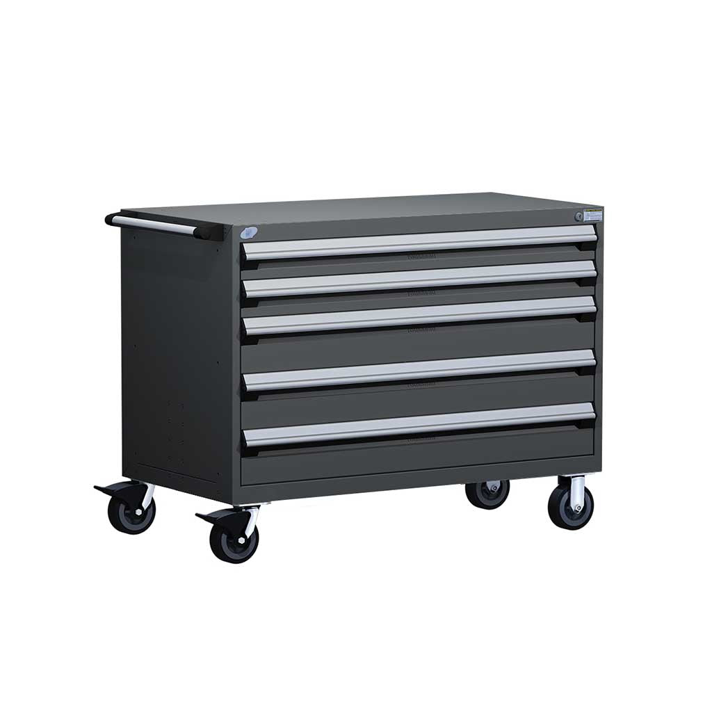 60" Mobile 5-Drawer HDR Steel Cabinet on 6" Casters HDC-R5BKG-3009