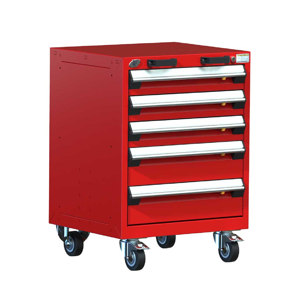 24" Mobile 5-Drawer HDR Steel Cabinet on 4" Casters HDC-R5BCG-2808