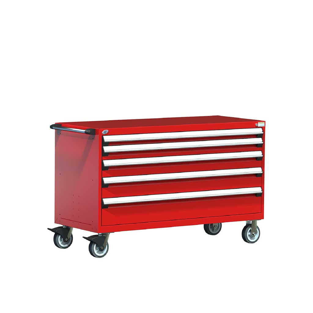 60" Mobile 5-Drawer HDR Steel Cabinet on 6" Casters HDC-R5BKE-3003