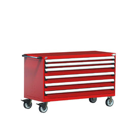 60" Mobile 6-Drawer HDR Steel Cabinet on 6" Casters HDC-R5BKE-3007