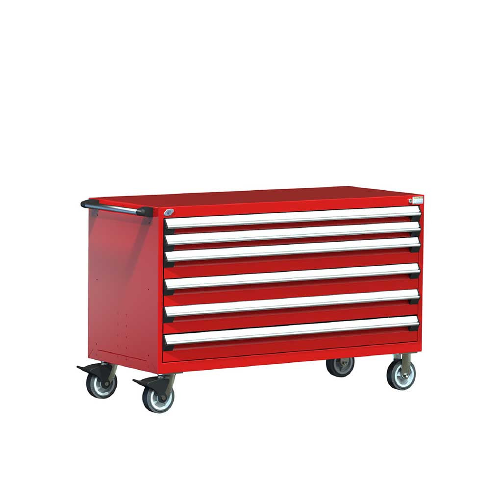 60" Mobile 6-Drawer HDR Steel Cabinet on 6" Casters HDC-R5BKE-3008