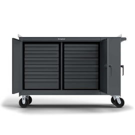 Heavy Duty 61" x 24" Mobile Tool Cart with 12 Drawers and 2 Shelves