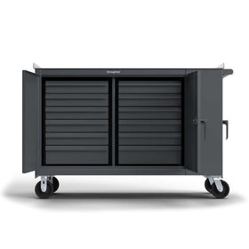 Heavy Duty 61" x 24" Mobile Tool Cart with 12 Drawers and 2 Shelves