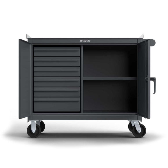 Heavy Duty 48" x 24" Mobile Tool Cart with Drawers and Shelf