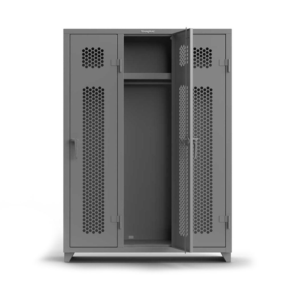 Buy dark-gray 54 in. Single-Tier Ventilated 3 Compartment Locker with Shelf