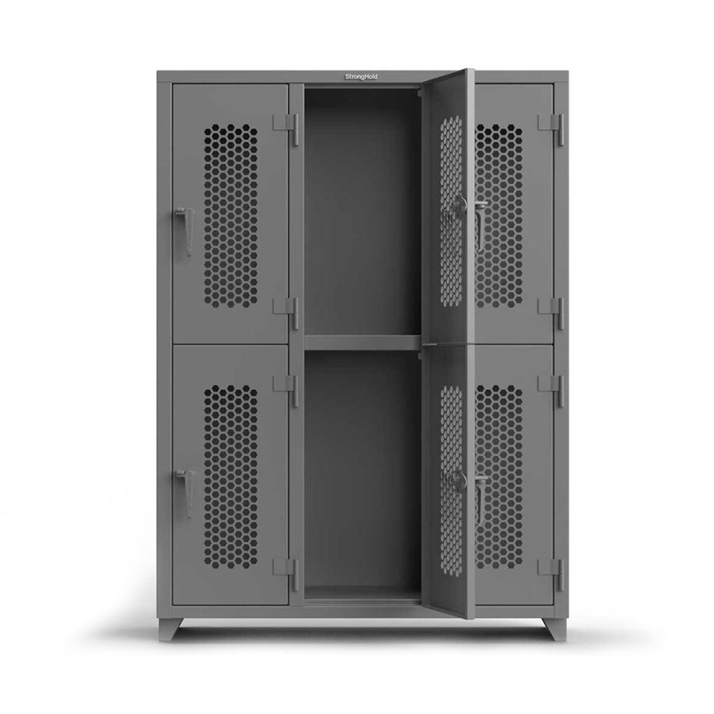 Compartment Or Locker 54 in. Double-Tier Ventilated 6 Compartment Locker | HeavyDutyCabinets.com