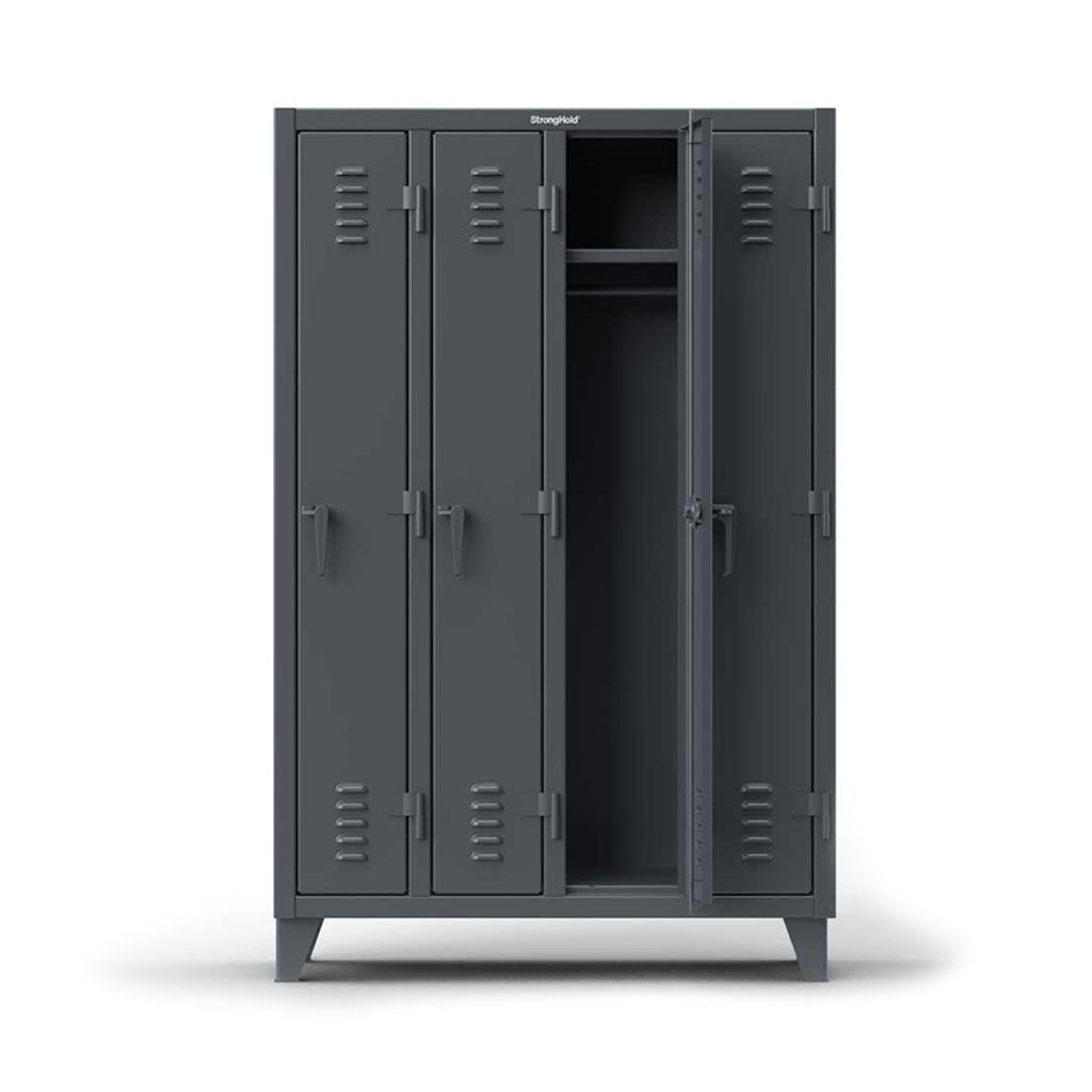 Buy blue 50 inch Single-Tier 4 Compartment locker with Shelf and Hanger Rod