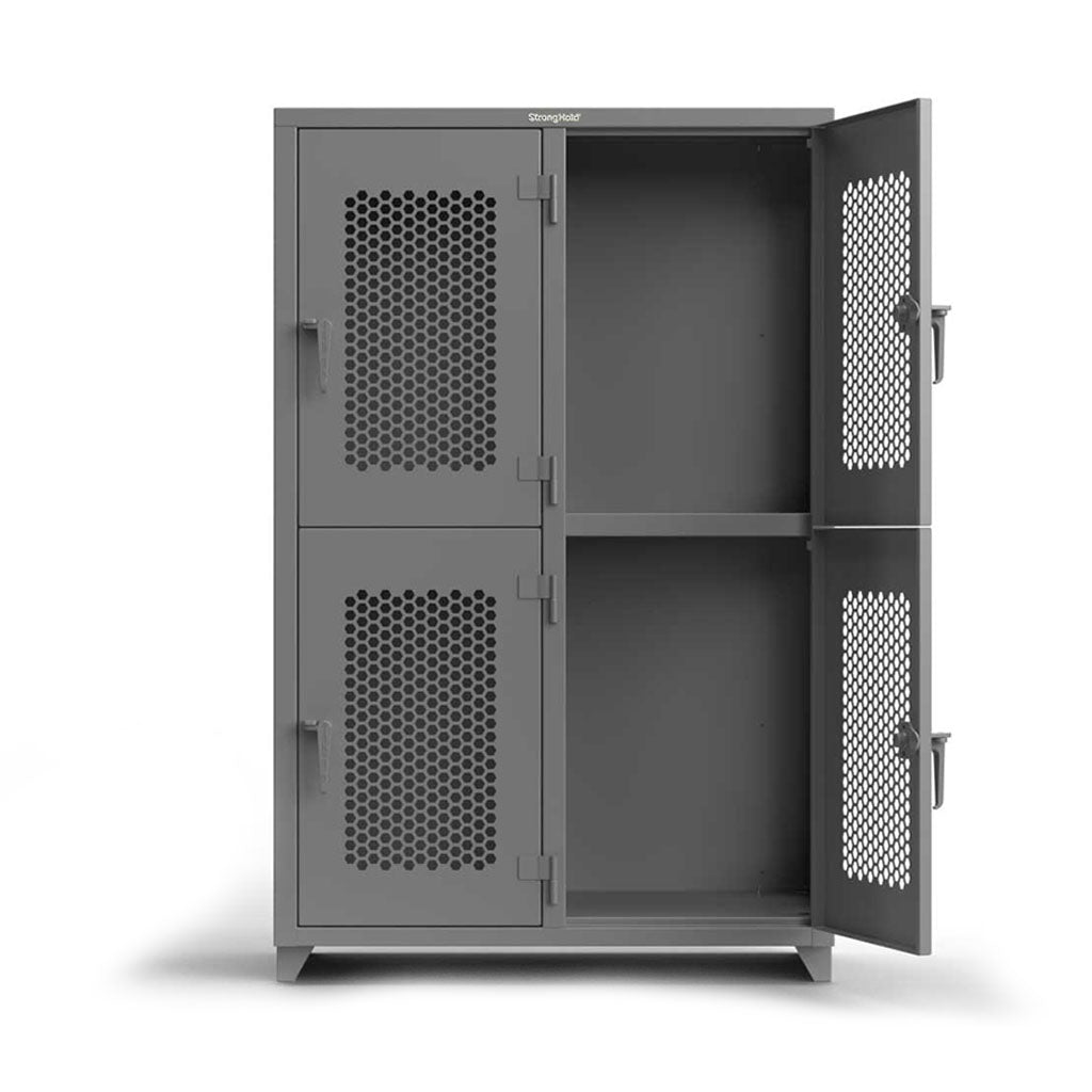 Buy red 48 inch Double-Tier Ventilated 4 Compartment Locker