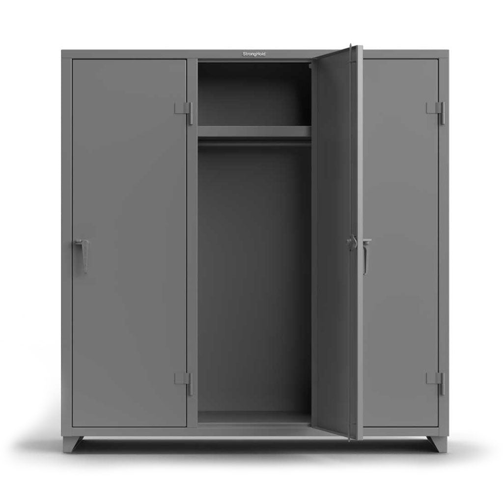 72 in. Single-Tier 3 Compartment Locker with Shelf | HeavyDutyCabinets.com