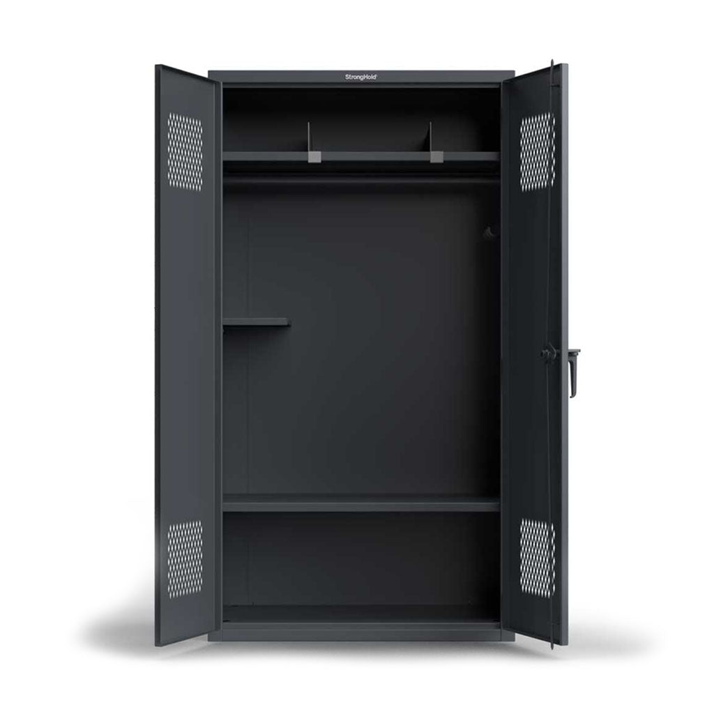 Buy black 14 GA Communications Locker with 2 Shelves and Hanger Rod