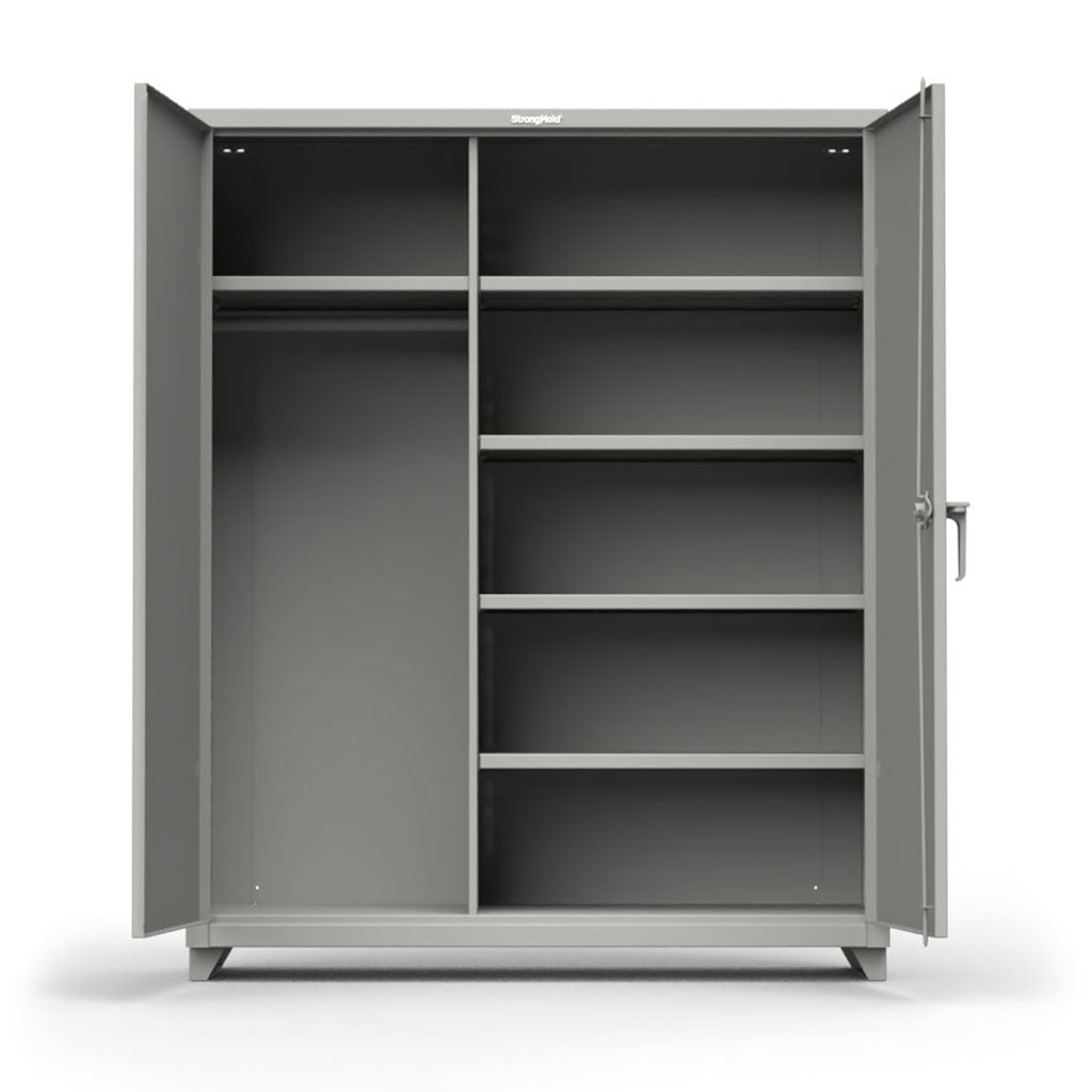 Buy blue 60 inch Extra Heavy Duty Uniform Cabinet with 5 Shelves &amp; Hanger Rod