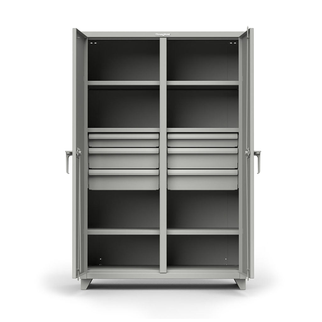Buy light-blue 48 inch Industrial Double Shift Cabinet with 6 Shelves &amp; Drawers