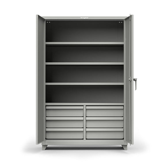 48 inch Extra Heavy Duty 4 Shelf Cabinet with 6 Half-Width Drawers