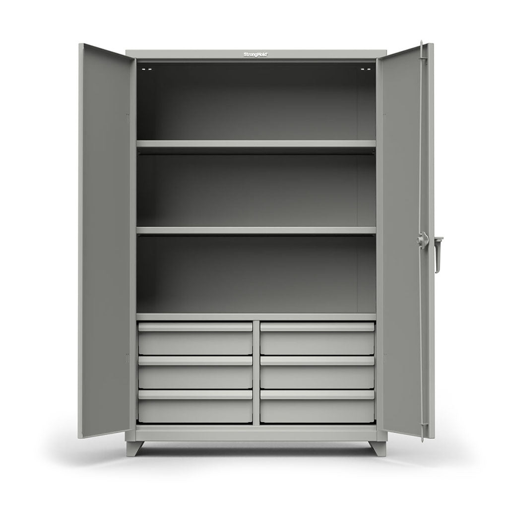 48 inch Extra Heavy Duty 3 Shelf Cabinet with 6 Half-Width Drawers