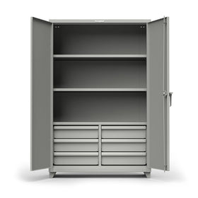 48 inch Extra Heavy Duty 3 Shelf Cabinet with 6 Half-Width Drawers