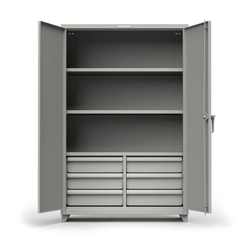 48 inch Extra Heavy Duty 3 Shelf Cabinet with 6 Half-Width Drawers