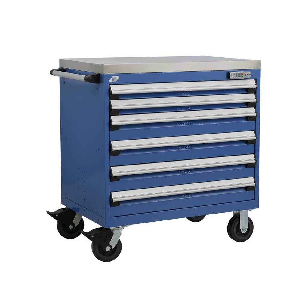 Buy midnight-blue 36&quot; Mobile 6-Drawer HDR Steel Cabinet on 6&quot; Casters HDC-R5BEE-3023