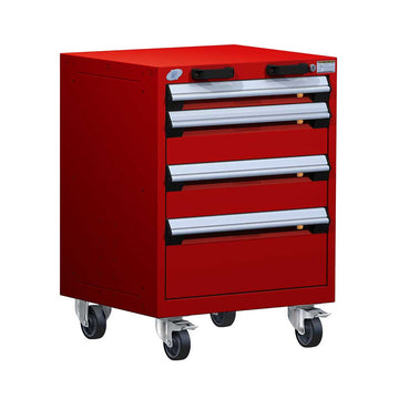 24" Mobile 4-Drawer HDR Steel Cabinet on 4" Casters HDC-R5BCG-2804