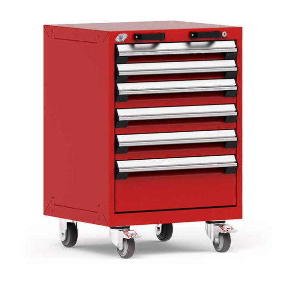 24" Mobile 6-Drawer HDR Steel Cabinet on 4" Casters HDC-R5BCD-3052