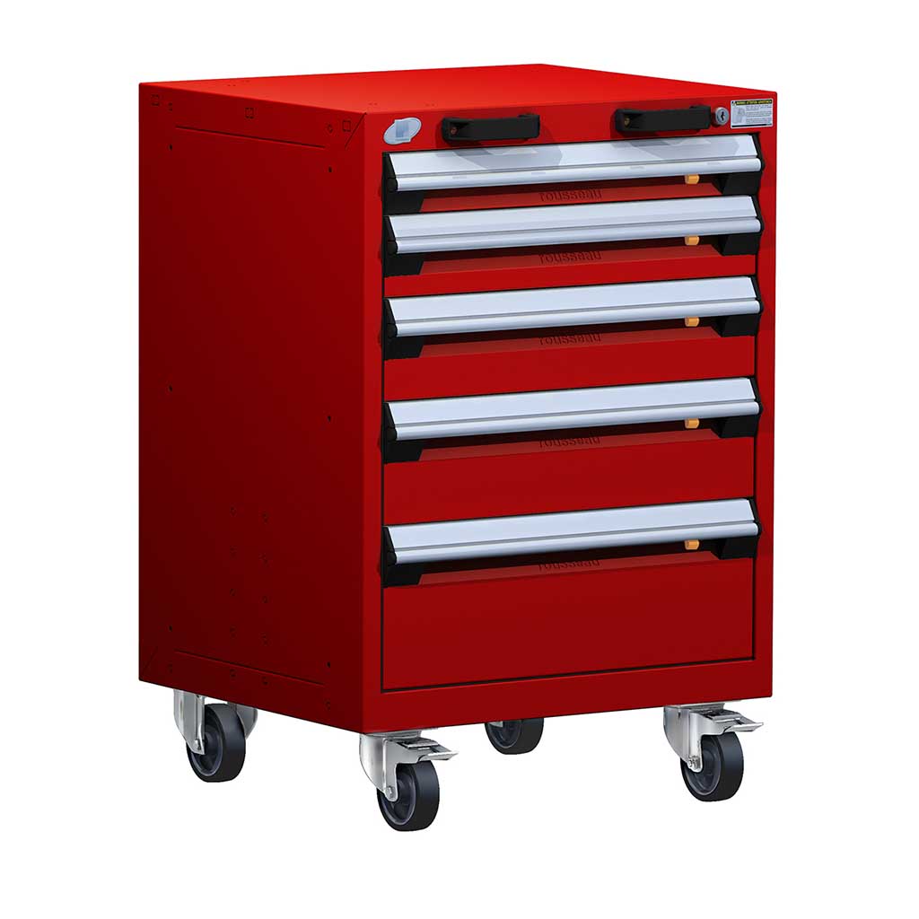 24" Mobile 5-Drawer HDR Steel Cabinet on 4" Casters HDC-R5BCG-3054