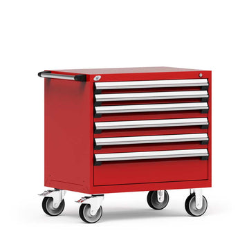 30" Mobile 6-Drawer HDR Steel Cabinet on 6" Casters HDC-R5BDG-3002