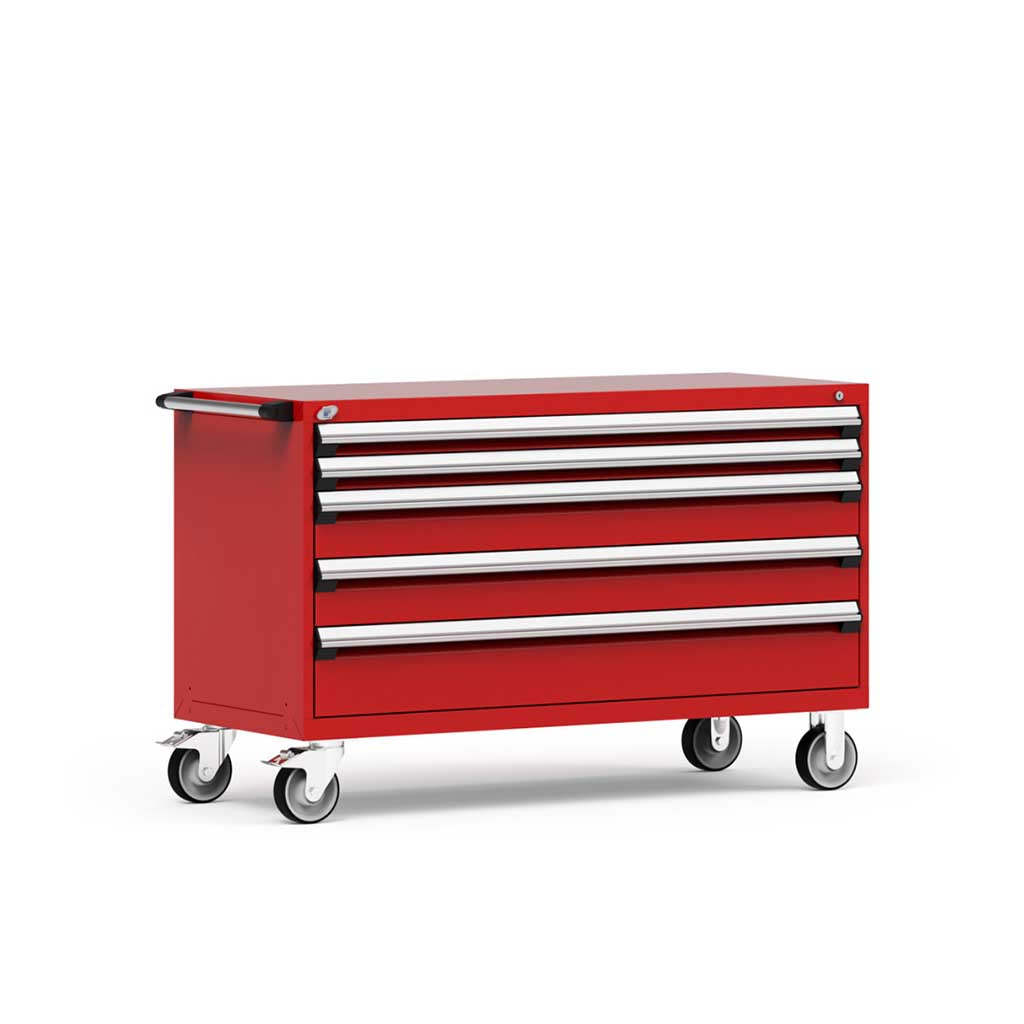60" Mobile 5-Drawer HDR Steel Cabinet on 6" Casters HDC-R5BKE-3023
