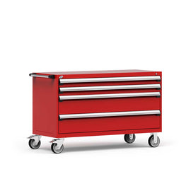 60" Mobile 4-Drawer HDR Steel Cabinet on 6" Casters HDC-R5BKG-3026