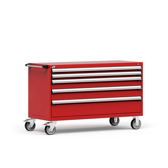 60" Mobile 5-Drawer HDR Steel Cabinet on 6" Casters HDC-R5BKG-3032