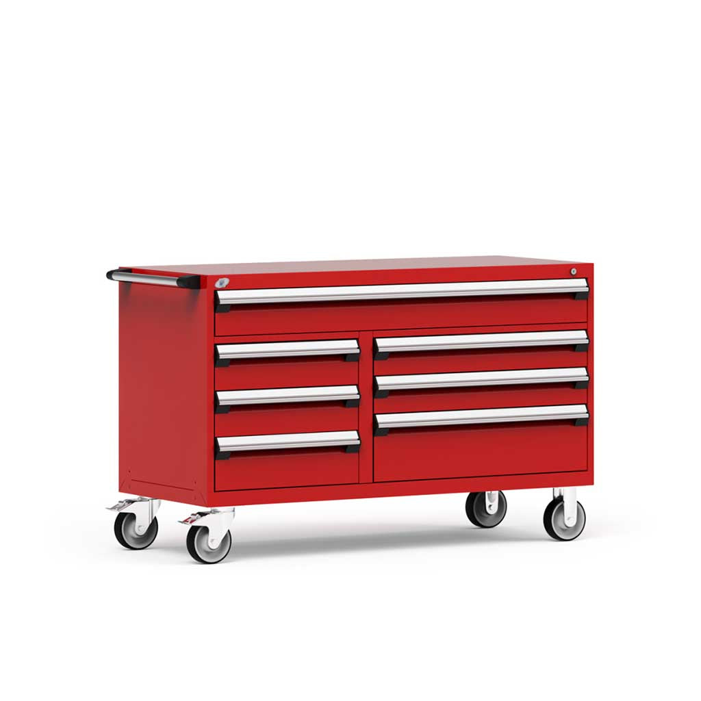Buy glossy-carmine-red 60&quot; Mobile 7-Drawer HDR Steel Cabinet on 6&quot; Casters HDC-R5GKG-3015